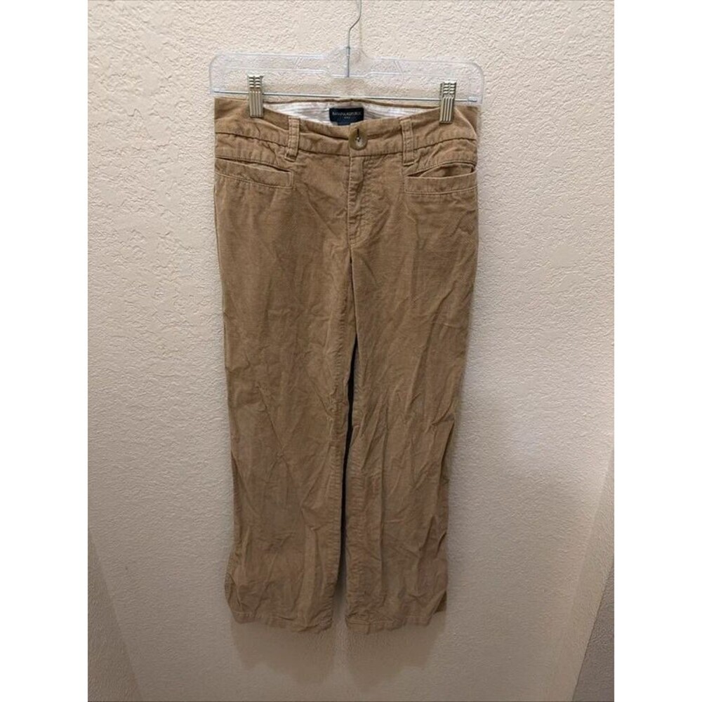 Y2K Banana Republic Corduroy Flared Trousers with Ankle Slits Tan Beige Size 0
